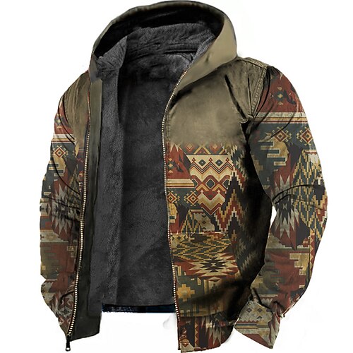 Men's Fleece Jacket Full Zip Hoodie Fleece Hoodie Sherpa Jacket Khaki Hooded Geometric Graphic Prints Zipper Print Sports & Outdoor Daily Sports 3D Print Fleece Vintage Designer Ethnic Winter
Men's Fleece Jacket Full Zip Hoodie Fleece Hoodie Sherpa Jacket Khaki Hooded Geometric Graphic Prints Zipper Print Sports & Outdoor Daily Sports 3D Print Fleece Vintage Designer Ethnic Winter