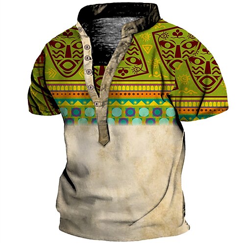 Men's T shirt Tee Henley Shirt Tee Graphic Tribal Stand Collar Green Light Brown Brown 3D Print Outdoor Daily Short Sleeve Button-Down Print Clothing Apparel Basic Designer Casual / Summer
Men's T shirt Tee Henley Shirt Tee Graphic Tribal Stand Collar Green Light Brown Brown 3D Print Outdoor Daily Short Sleeve Button-Down Print Clothing Apparel Basic Designer Casual / Summer