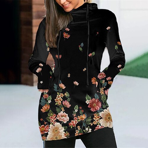 Women's Hoodie Dress Winter Dress Mini Dress Black Long Sleeve Floral Pocket Print Winter Fall Hooded Vacation Casual 2022 S M L XL XXL 3XL
Women's Hoodie Dress Winter Dress Mini Dress Black Long Sleeve Floral Pocket Print Winter Fall Hooded Vacation Casual 2022 S M L XL XXL 3XL