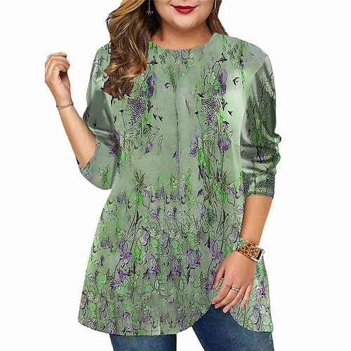 Women's Plus Size Tops T shirt Tee Floral Print Long Sleeve Crewneck Casual Daily Holiday Cotton Spandex Jersey Winter Fall Green Blue
Women's Plus Size Tops T shirt Tee Floral Print Long Sleeve Crewneck Casual Daily Holiday Cotton Spandex Jersey Winter Fall Green Blue