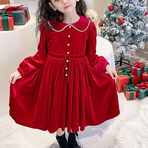 Kids Girls' Christmas Party Dress Solid Color A Line Dress Outdoor Christmas Gifts Red Midi Long Sleeve Cute Sweet Dresses Christmas Winter Fall Regular Fit 3-10 Years
Kids Girls' Christmas Party Dress Solid Color A Line Dress Outdoor Christmas Gifts Red Midi Long Sleeve Cute Sweet Dresses Christmas Winter Fall Regular Fit 3-10 Years