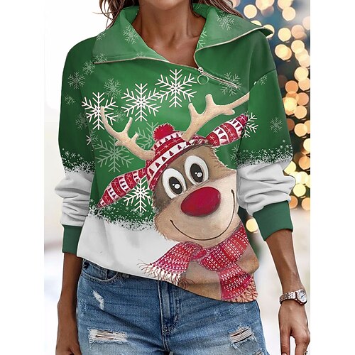 Women's Sweatshirt Pullover Streetwear Zipper Green Graphic Snowflake Christmas V Neck Long Sleeve S M L XL 2XL 3XL
Women's Sweatshirt Pullover Streetwear Zipper Green Graphic Snowflake Christmas V Neck Long Sleeve S M L XL 2XL 3XL
