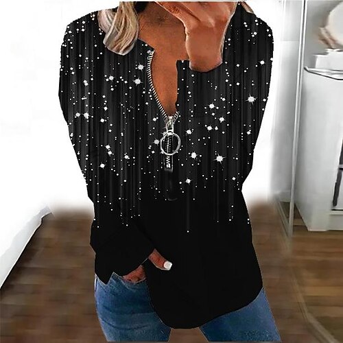 Women's Sweatshirt Pullover Streetwear Zipper Gold White Black Graphic Street V Neck Long Sleeve S M L XL 2XL 3XL 
Women's Sweatshirt Pullover Streetwear Zipper Gold White Black Graphic Street V Neck Long Sleeve S M L XL 2XL 3XL
