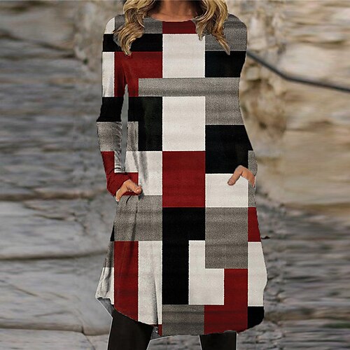 Women's Casual Dress T Shirt Dress Tee Dress Blue Red Gray Long Sleeve Geometric Color Block Pocket Print Winter Fall Crew Neck Vacation Casual Fall Dress 2022 S M L XL XXL 3XL / Winter Dress
Women's Casual Dress T Shirt Dress Tee Dress Blue Red Gray Long Sleeve Geometric Color Block Pocket Print Winter Fall Crew Neck Vacation Casual Fall Dress 2022 S M L XL XXL 3XL / Winter Dress