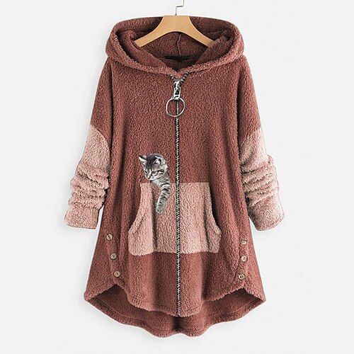 Women's Fleece Hoodie Green Pink Dark Grey Grey Hooded Cat Front Pocket Print Casual Weekend 3D Print Fleece Active Fuzzy Clothing Apparel Hoodies Sweatshirts / Fleece lined
Women's Fleece Hoodie Green Pink Dark Grey Grey Hooded Cat Front Pocket Print Casual Weekend 3D Print Fleece Active Fuzzy Clothing Apparel Hoodies Sweatshirts / Fleece lined