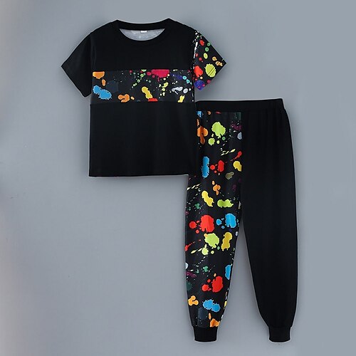 2 Pieces Kids Boys T-shirt & Pants Clothing Set Outfit Solid Color Polka Dot Short Sleeve Crewneck Cotton Set School Casual Comfort Summer 3-10 Years Black
2 Pieces Kids Boys T-shirt & Pants Clothing Set Outfit Solid Color Polka Dot Short Sleeve Crewneck Cotton Set School Casual Comfort Summer 3-10 Years Black