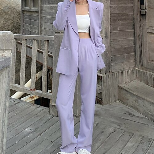 Women's Blazer Warm Breathable Outdoor Office Work Pocket Single Breasted Turndown OL Style Elegant Modern Solid Color Regular Fit Outerwear Long Sleeve Winter Fall Light Purple S M L XL
Women's Blazer Warm Breathable Outdoor Office Work Pocket Single Breasted Turndown OL Style Elegant Modern Solid Color Regular Fit Outerwear Long Sleeve Winter Fall Light Purple S M L XL
