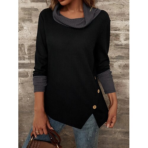 Women's Shirt Navy Blue Red Color Block Button Long Sleeve Casual Streetwear High Neck Regular S
Women's Shirt Navy Blue Red Color Block Button Long Sleeve Casual Streetwear High Neck Regular S