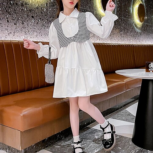 Kids Girls' Dress Houndstooth Cotton Dress Above Knee Dress School Cotton Long Sleeve Elegant Dress 5-12 Years Fall White / Spring / Sweet
Kids Girls' Dress Houndstooth Cotton Dress Above Knee Dress School Cotton Long Sleeve Elegant Dress 5-12 Years Fall White / Spring / Sweet