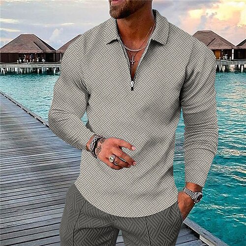 Men's Collar Polo Shirt Golf Shirt Graphic Prints Geometry Turndown Gray Black 3D Print Street Casual Long Sleeve Zipper Print Clothing Apparel Fashion Designer Casual Breathable
Men's Collar Polo Shirt Golf Shirt Graphic Prints Geometry Turndown Gray Black 3D Print Street Casual Long Sleeve Zipper Print Clothing Apparel Fashion Designer Casual Breathable