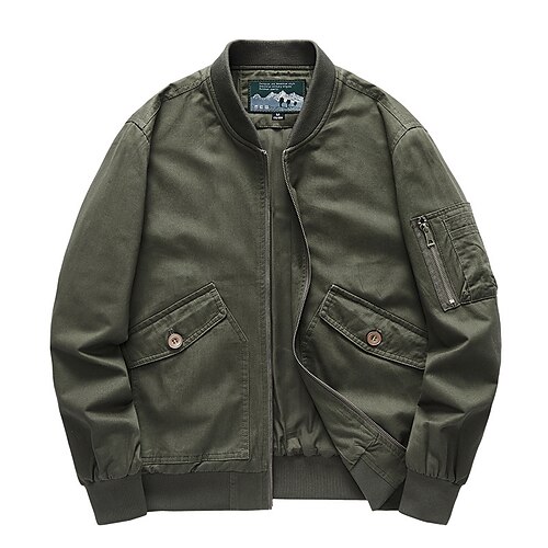 Men's Bomber Jacket Work Jacket Casual Jacket Durable Casual / Daily Daily Wear Vacation To-Go Single Breasted Standing Collar Comfort Leisure Jacket Outerwear Solid / Plain Color Pocket Black khaki
Men's Bomber Jacket Work Jacket Casual Jacket Durable Casual / Daily Daily Wear Vacation To-Go Single Breasted Standing Collar Comfort Leisure Jacket Outerwear Solid / Plain Color Pocket Black khaki