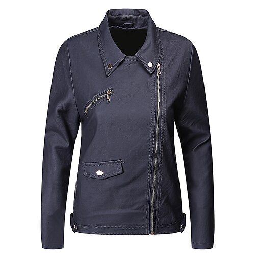 Women's Faux Leather Jacket Waterproof Windproof Outdoor Street Daily Vacation Zipper Pocket Zipper Turndown Chic & Modern Modern Solid Color Regular Fit Outerwear Long Sleeve Winter Fall Navy M L XL
Women's Faux Leather Jacket Waterproof Windproof Outdoor Street Daily Vacation Zipper Pocket Zipper Turndown Chic & Modern Modern Solid Color Regular Fit Outerwear Long Sleeve Winter Fall Navy M L XL