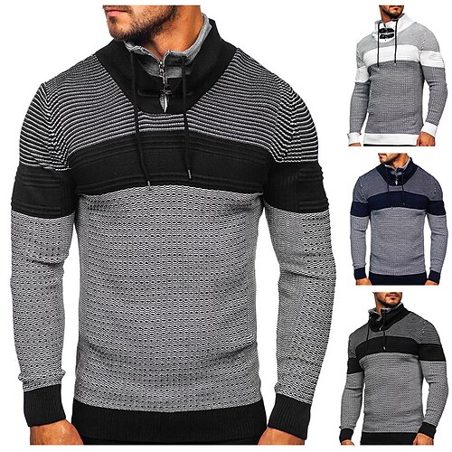 Men's Pullover Sweater Jumper Ribbed Knit Cropped Knitted Color Block Turtleneck Keep Warm Modern Contemporary Work Daily Wear Clothing Apparel Spring & Fall Black Navy Blue M L XL
Men's Pullover Sweater Jumper Ribbed Knit Cropped Knitted Color Block Turtleneck Keep Warm Modern Contemporary Work Daily Wear Clothing Apparel Spring & Fall Black Navy Blue M L XL