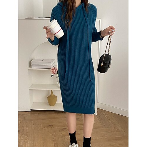 Women's Sweater Dress Casual Dress Shift Dress Midi Dress Black Blue khaki Long Sleeve Pure Color Knit Winter Fall Autumn Hooded Modern Winter Dress Fall Dress Loose Fit 2022 One-Size
Women's Sweater Dress Casual Dress Shift Dress Midi Dress Black Blue khaki Long Sleeve Pure Color Knit Winter Fall Autumn Hooded Modern Winter Dress Fall Dress Loose Fit 2022 One-Size