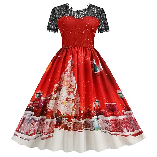 Women's Casual Dress Swing Dress Vintage Dress Midi Dress Blue Purple Red Short Sleeve Santa Claus Lace Winter Fall Autumn Crew Neck Christmas 2022 S M L XL XXL 3XL
Women's Casual Dress Swing Dress Vintage Dress Midi Dress Blue Purple Red Short Sleeve Santa Claus Lace Winter Fall Autumn Crew Neck Christmas 2022 S M L XL XXL 3XL