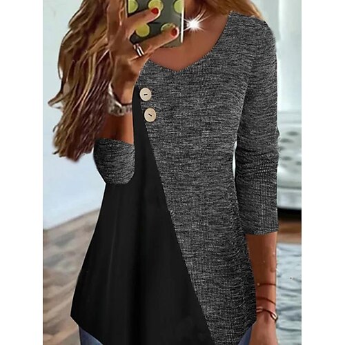 Women's Shirt Green Blue Red Color Block Button Print Long Sleeve Daily Weekend Streetwear Casual V Neck Long S
Women's Shirt Green Blue Red Color Block Button Print Long Sleeve Daily Weekend Streetwear Casual V Neck Long S
