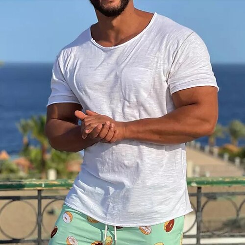 Men's T shirt Tee Solid Color Crew Neck White Holiday Vacation Short Sleeve Patchwork Clothing Apparel Lightweight Casual Comfortable / Summer / Spring / Summer
Men's T shirt Tee Solid Color Crew Neck White Holiday Vacation Short Sleeve Patchwork Clothing Apparel Lightweight Casual Comfortable / Summer / Spring / Summer