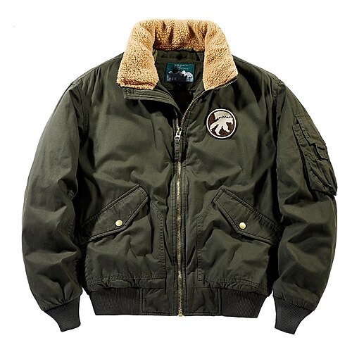 

Men's Puffer Jacket Quilted Jacket Parka Warm Outdoor Vacation Going out Casual Daily Solid / Plain Color Outerwear Clothing Apparel Green Khaki Dark Blue