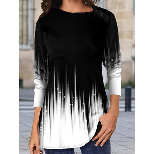 Women's Shirt Black Color Block Button Print Long Sleeve Casual Weekend Streetwear Round Neck Regular S
Women's Shirt Black Color Block Button Print Long Sleeve Casual Weekend Streetwear Round Neck Regular S