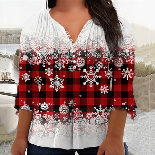 Women's Plus Size Christmas Tops Blouse Shirt Plaid Sunflower Button Print 3/4 Length Sleeve V Neck Casual Daily Cotton Spandex Jersey Winter Fall Green Yellow
Women's Plus Size Christmas Tops Blouse Shirt Plaid Sunflower Button Print 3/4 Length Sleeve V Neck Casual Daily Cotton Spandex Jersey Winter Fall Green Yellow