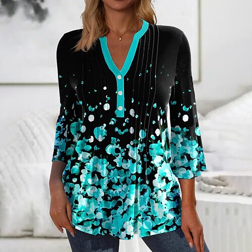Women's Shirt Green Blue Pink Floral Button Flowing tunic Long Sleeve Holiday Weekend Streetwear Casual V Neck Regular Floral S
Women's Shirt Green Blue Pink Floral Button Flowing tunic Long Sleeve Holiday Weekend Streetwear Casual V Neck Regular Floral S