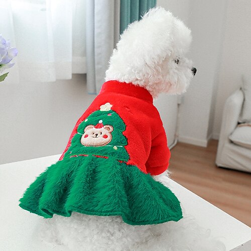 

Dog Cat Dress Christmas Tree Cute Adorable Christmas Dailywear Winter Dog Clothes Puppy Clothes Dog Outfits Soft Red / Green Costume for Girl and Boy Dog Polyester XS S M L XL