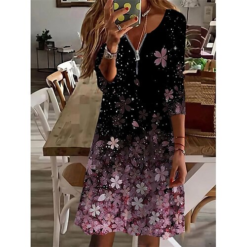 Women's Casual Dress Shift Dress Purple Black Long Sleeve Floral Zipper Print Winter Fall V Neck Stylish Casual Fall Dress 2022 S M L XL 2XL 3XL 4XL 5XL 6XL / Winter Dress
Women's Casual Dress Shift Dress Purple Black Long Sleeve Floral Zipper Print Winter Fall V Neck Stylish Casual Fall Dress 2022 S M L XL 2XL 3XL 4XL 5XL 6XL / Winter Dress