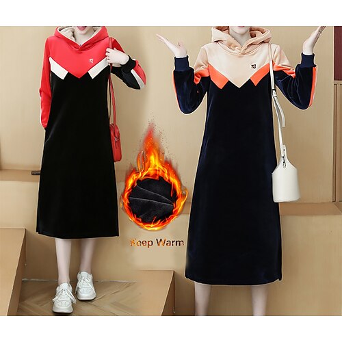 Women's Fleece Hoodie Dress Winter Dress Midi Dress Blue Black Long Sleeve Color Block Patchwork Pocket Fall Winter Hooded Casual 2022 S M L XL 2XL 3XL
Women's Fleece Hoodie Dress Winter Dress Midi Dress Blue Black Long Sleeve Color Block Patchwork Pocket Fall Winter Hooded Casual 2022 S M L XL 2XL 3XL