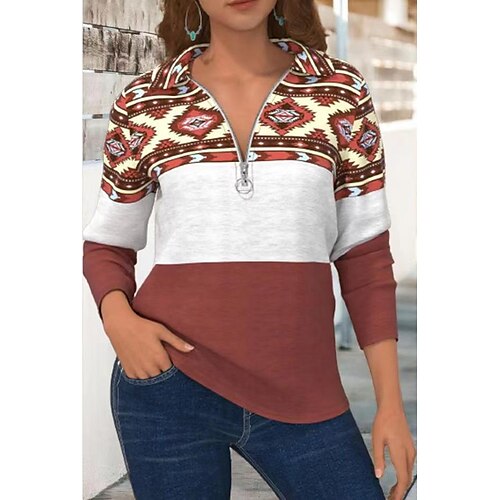 Women's Sweatshirt Vintage Ethnic Zipper Coffee Graphic Geometric Tribal Home V Neck Long Sleeve S M L XL 2XL 3XL
Women's Sweatshirt Vintage Ethnic Zipper Coffee Graphic Geometric Tribal Home V Neck Long Sleeve S M L XL 2XL 3XL