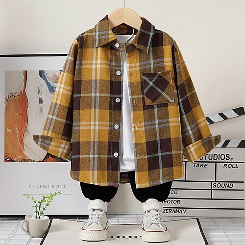 Toddler Boys Shirt Plaid Long Sleeve Pocket School Cotton Fashion Yellow Winter Clothes 3-7 Years / Fall
Toddler Boys Shirt Plaid Long Sleeve Pocket School Cotton Fashion Yellow Winter Clothes 3-7 Years / Fall