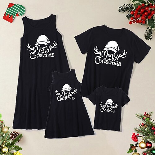 Family Look Christmas Dresses T shirt Letter Christmas Gifts Black Short Sleeve Active Matching Outfits
Family Look Christmas Dresses T shirt Letter Christmas Gifts Black Short Sleeve Active Matching Outfits