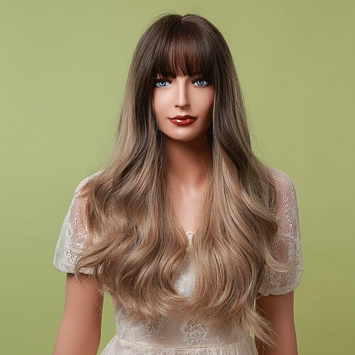 24 Inch Synthetic Wig Women's Wig Red Brown Long Wavy Curly Hair With Bangs Fashion Elegant Daily Natural 
24 Inch Synthetic Wig Women's Wig Red Brown Long Wavy Curly Hair With Bangs Fashion Elegant Daily Natural