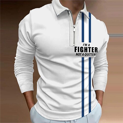 Men's Collar Polo Shirt Golf Shirt Letter Striped Turndown White 3D Print Outdoor Street Long Sleeve Zipper Print Clothing Apparel Fashion Designer Casual Breathable
Men's Collar Polo Shirt Golf Shirt Letter Striped Turndown White 3D Print Outdoor Street Long Sleeve Zipper Print Clothing Apparel Fashion Designer Casual Breathable