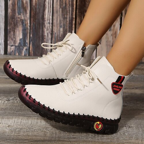Women's Boots Plus Size Booties Ankle Boots Flat Heel Round Toe Casual Minimalism Daily PU Leather Lace-up Winter Fall Solid Colored Beige Black
Women's Boots Plus Size Booties Ankle Boots Flat Heel Round Toe Casual Minimalism Daily PU Leather Lace-up Winter Fall Solid Colored Beige Black