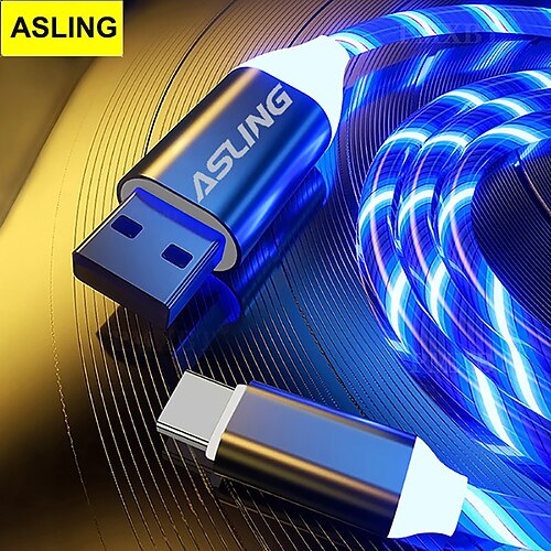 

ASLING Led Streamer USB To Type C 3A Fast Charging Cable For Xiaomi Samsung Huawei