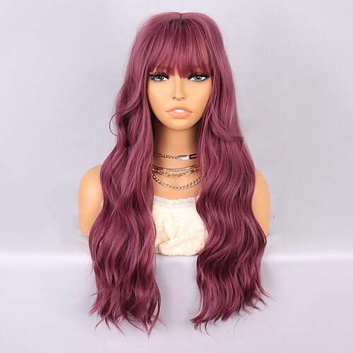 

Synthetic Wig Wavy With Bangs Machine Made Wig Long A1 A2 A3 A4 Synthetic Hair Women's Soft Classic Easy to Carry Blonde Purple Brown / Daily Wear / Party / Evening