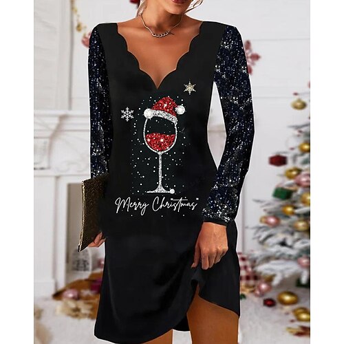 Women's Casual Dress Sheath Dress Mini Dress Black Long Sleeve Letter Print Winter Fall Autumn V Neck Modern Christmas Weekend 2022 S M L XL XXL 3XL
Women's Casual Dress Sheath Dress Mini Dress Black Long Sleeve Letter Print Winter Fall Autumn V Neck Modern Christmas Weekend 2022 S M L XL XXL 3XL