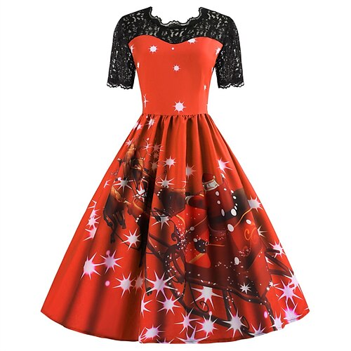 Women's Christmas Lace Dress Swing Dress Maxi long Dress claret Green Blue Purple Red Rose Red Short Sleeve Santa Claus Print Lace Patchwork Winter Fall Crew Neck Vintage Fashion Elegant 2022 S M L
Women's Christmas Lace Dress Swing Dress Maxi long Dress claret Green Blue Purple Red Rose Red Short Sleeve Santa Claus Print Lace Patchwork Winter Fall Crew Neck Vintage Fashion Elegant 2022 S M L