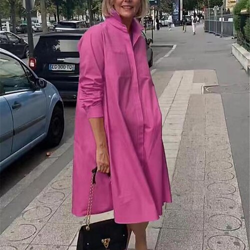 Women's Casual Dress Shirt Dress Green Pink Dark Blue Long Sleeve Pure Color Button Winter Fall Stand Collar Basic Casual Fall Dress Loose Fit 2022 S M L XL XXL / Winter Dress
Women's Casual Dress Shirt Dress Green Pink Dark Blue Long Sleeve Pure Color Button Winter Fall Stand Collar Basic Casual Fall Dress Loose Fit 2022 S M L XL XXL / Winter Dress