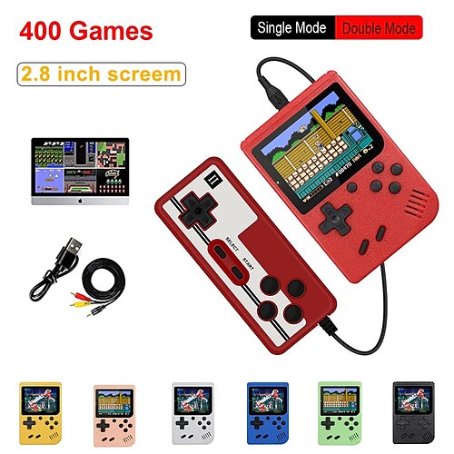 

Handheld Game Console Portable Retro Video Game Console With 400 Classic FC Games 2.8-inch Color Screen Retro Mini-games Support For Tv Connection And 1020 Mah Rechargeable For Two Players