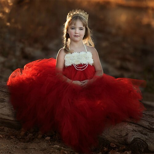 Wedding Party Birthday Princess Flower Girl Dresses Halter Neck Floor Length Nylon with Pearls Flower Flowers Tutu Cute Girls' Party Dress Fit 3-16 Years
Wedding Party Birthday Princess Flower Girl Dresses Halter Neck Floor Length Nylon with Pearls Flower Flowers Tutu Cute Girls' Party Dress Fit 3-16 Years