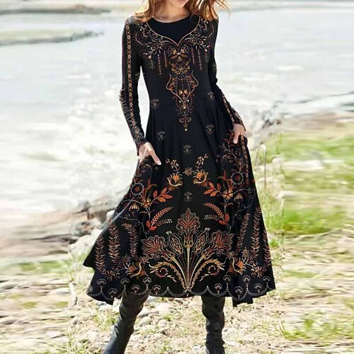 Women's Casual Dress Swing Dress Midi Dress Black Long Sleeve Floral Pocket Print Winter Fall Vacation Casual Fall Dress 2022 S M L XL XXL 3XL / Winter Dress
Women's Casual Dress Swing Dress Midi Dress Black Long Sleeve Floral Pocket Print Winter Fall Vacation Casual Fall Dress 2022 S M L XL XXL 3XL / Winter Dress
