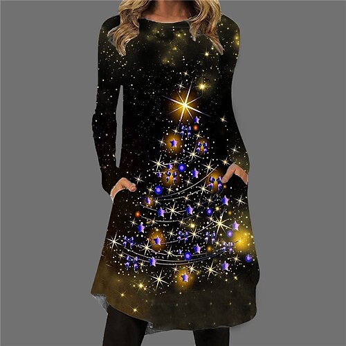 Women's Christmas Casual Dress T Shirt Dress Tee Dress Midi Dress Black Long Sleeve Tree Pocket Print Winter Fall Crew Neck Vacation Casual Fall Dress 2022 S M L XL XXL 3XL / Winter Dress
Women's Christmas Casual Dress T Shirt Dress Tee Dress Midi Dress Black Long Sleeve Tree Pocket Print Winter Fall Crew Neck Vacation Casual Fall Dress 2022 S M L XL XXL 3XL / Winter Dress