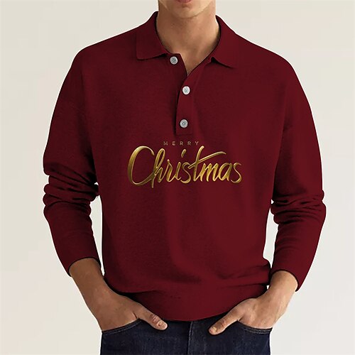 Men's Collar Polo Shirt Golf Shirt Graphic Letter Turndown Green Black Blue Red Coffee Hot Stamping Christmas Street Long Sleeve Button-Down Print Clothing Apparel Fashion Casual Comfortable Big and
Men's Collar Polo Shirt Golf Shirt Graphic Letter Turndown Green Black Blue Red Coffee Hot Stamping Christmas Street Long Sleeve Button-Down Print Clothing Apparel Fashion Casual Comfortable Big and