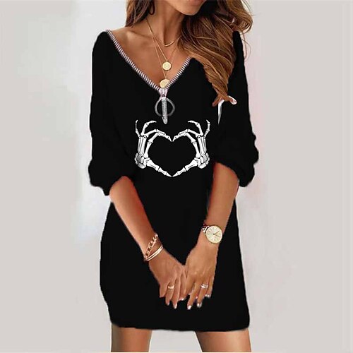 Women's Sweatshirt Dress Shift Dress Short Mini Dress White Black Long Sleeve Skull Pumpkin Zipper Print Fall Winter V Neck Vacation Casual Halloween 2022 S M L XL XXL 3XL
Women's Sweatshirt Dress Shift Dress Short Mini Dress White Black Long Sleeve Skull Pumpkin Zipper Print Fall Winter V Neck Vacation Casual Halloween 2022 S M L XL XXL 3XL