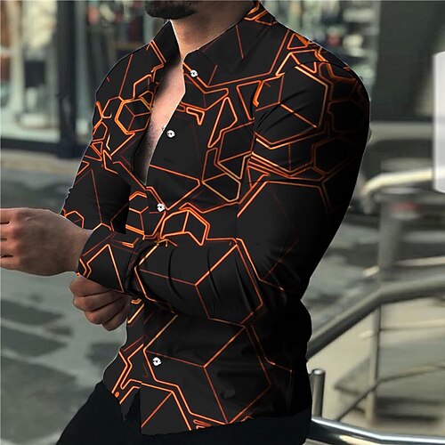 Homme Chemise Imprimés Photos Géométrie Col rabattu Orange 3D effet Extérieur Plein Air manche longue Bouton bas Imprimer Vêtement Tenue Mode Design Casual Respirable
Homme Chemise Imprimés Photos Géométrie Col rabattu Orange 3D effet Extérieur Plein Air manche longue Bouton bas Imprimer Vêtement Tenue Mode Design Casual Respirable