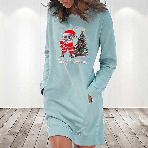 Women's Christmas Hoodie Dress Winter Dress Light Blue Grey White Long Sleeve Letter Santa Claus Tree Pocket Print Winter Fall Crew Neck Stylish Casual Loose Fit 2022 S M L XL 2XL / Cotton
Women's Christmas Hoodie Dress Winter Dress Light Blue Grey White Long Sleeve Letter Santa Claus Tree Pocket Print Winter Fall Crew Neck Stylish Casual Loose Fit 2022 S M L XL 2XL / Cotton