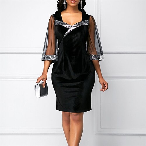 Women's Party Dress Velvet Dress Knee Length Dress Black 3/4 Length Sleeve Pure Color Mesh Patchwork Velvet Fall Winter Square Neck Stylish Elegant 2022 S M L XL 2XL 3XL 4XL 5XL
Women's Party Dress Velvet Dress Knee Length Dress Black 3/4 Length Sleeve Pure Color Mesh Patchwork Velvet Fall Winter Square Neck Stylish Elegant 2022 S M L XL 2XL 3XL 4XL 5XL