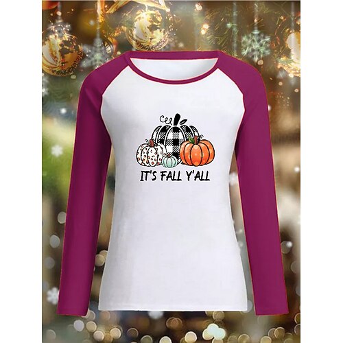 Women's T shirt Tee Green Blue Red Pumpkin Print Long Sleeve Halloween Halloween Round Neck Regular S
Women's T shirt Tee Green Blue Red Pumpkin Print Long Sleeve Halloween Halloween Round Neck Regular S