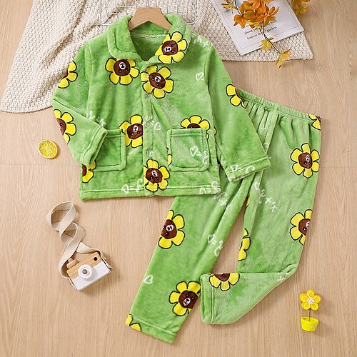 Toddler Girls' Pajama Set Long Sleeve Green Cactus Pocket Fall Winter Adorable Home 3-7 Years
Toddler Girls' Pajama Set Long Sleeve Green Cactus Pocket Fall Winter Adorable Home 3-7 Years